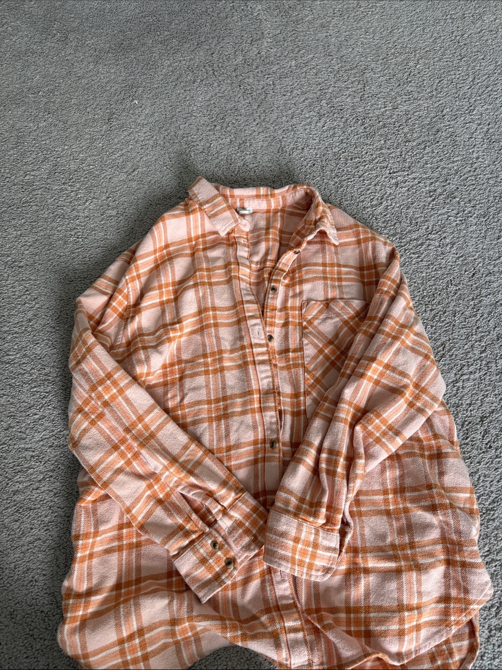 Aerie women’s Orange Plaid Button-Up Shirt